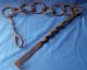 Antique 18th Century French Wrought Iron Hearth Cauldron Chain Primitives photo 3