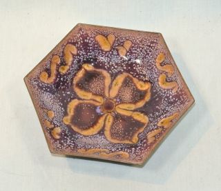 Mid - Century Modern Enamel On Copper Dish By Alp Purple & Gold photo