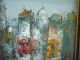 Vintage Mid Century Modern Oil Painting Cityscape Paris French Cubist Frame Ghk Mid-Century Modernism photo 2