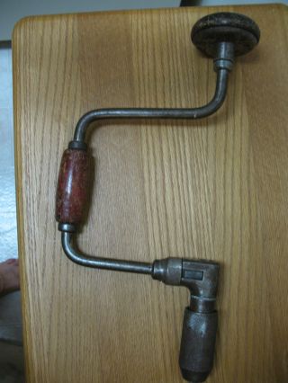 Vintage Hand Turn Drill Press,  Antique Hand Turn Drill,  Wood Handles,  No Bits,  Vg photo
