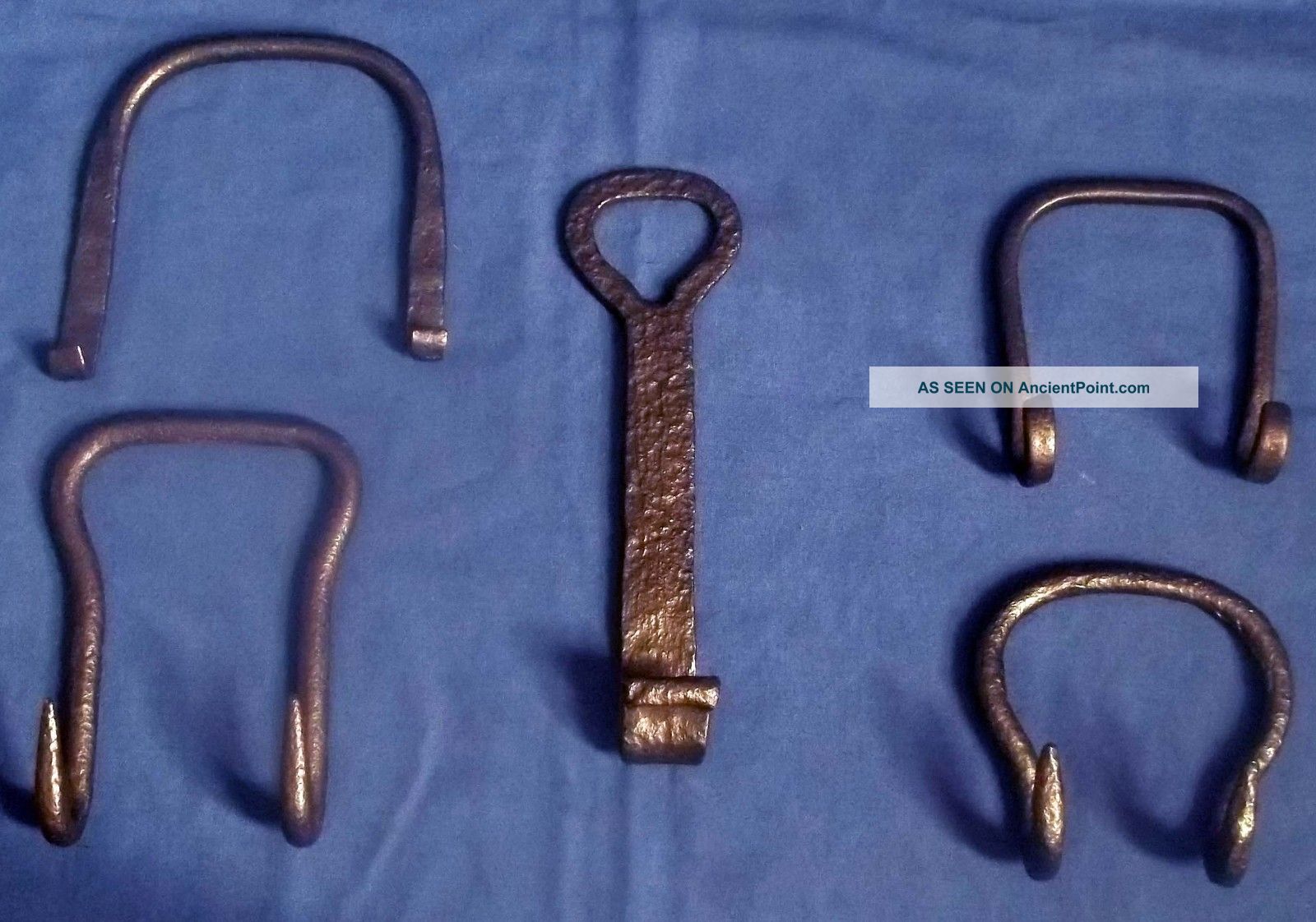 Rare Of 5 Antique French Wrought Iron Hearth Cauldron Hooks,  Circa 1800 Metalware photo
