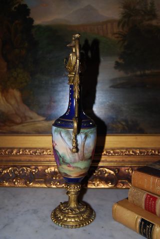 Rare Royal Vienna Bronze Mounted Cobalt Blue With Jewels Neoclassical Scene Urn photo