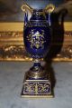 Royal Vienna Romantic Scene Vase Urn Cobalt Blue And Gold With Beading Urns photo 2