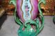 Rare Pair Of Old Paris Double Sided Flower Vases Done In Pink Green And Gold Vases photo 10