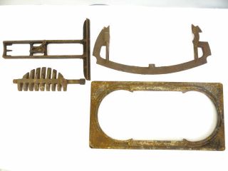 Antique Old Metal Cast Iron Woodstove Bracket Mystery Parts Hardware photo