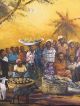 Large African Oil Painting Tribal Group Scene Signed John Njenga Kenya Other photo 10