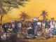 Large African Oil Painting Tribal Group Scene Signed John Njenga Kenya Other photo 1