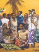Large African Oil Painting Tribal Group Scene Signed John Njenga Kenya Other photo 5