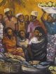 Large African Oil Painting Tribal Group Scene Signed John Njenga Kenya Other photo 8