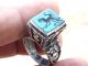 Islamic Antique Islamic Ring Horse Engraved Ethnic Middle Eastern Turquoise Ring Far Eastern photo 4