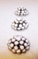 Vintage 3 Buttons White Glass Rhinestone Cluster Prong Set In Silver 7/8” W ½” H Buttons photo 1