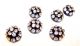 Vintage 6 Black Plastic Dome Buttons W/ Sparkling Glass Rhinestones ¾”w X 3/8”h Buttons photo 3