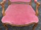 Pair Of French Provincial Ornate Carved Wood Pink Velvet Accent Arm Chairs Post-1950 photo 6