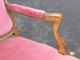 Pair Of French Provincial Ornate Carved Wood Pink Velvet Accent Arm Chairs Post-1950 photo 7