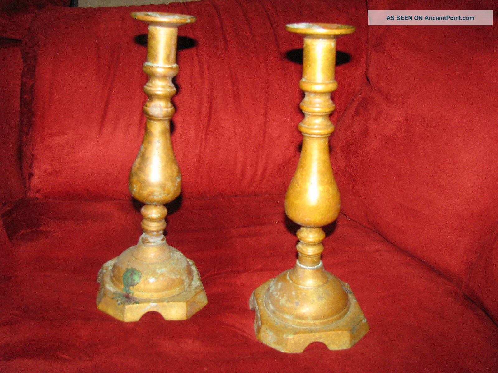 Victorian Antique Brass/bronze Pair Of Candlesticks Candle Holders Metalware photo