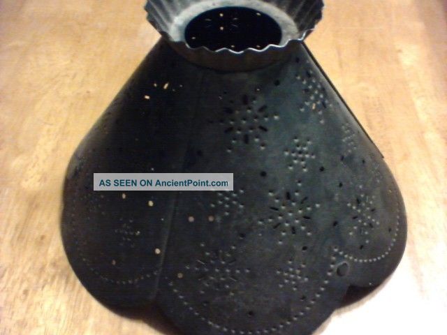 Primitive Punched Tin Oil Lamp Shade Heavy Gauge Snowflake Pattern. . . Primitives photo