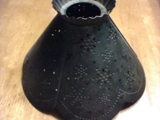 Primitive Punched Tin Oil Lamp Shade Heavy Gauge Snowflake Pattern. . . photo