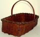 19th C Woven Basket,  Northeast,  Ash,  Carved Handle,  10 