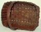 19th C Woven Basket,  Northeast,  Ash,  Carved Handle,  10 