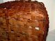 19th C Woven Basket,  Northeast,  Ash,  Carved Handle,  10 