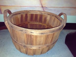 Antique Vintage Wood & Metal Old Bushel Basket Fruit Farm Orchard Primitive photo