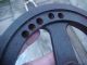 Old Antique Cast Iron Farm Factory Machinery Round Wheel Pulley With Plate Primitives photo 1