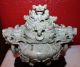 Jadeite Jade Vessel With Cover - Foo (fu) Dogs / Dragons - Qing Dynasty Glasses & Cups photo 1