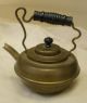 Ca 1900 Brass Teapot Tea Kettle Wood Handle & Knob Triangle Spout Saugatuck Mi Metalware photo 3