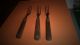 Antique Forks Set 3 Civil War Era Three Prong Wood Handle Pewter Arrow Inlay Other photo 1