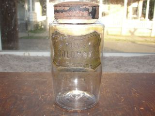 Open Pontil Apothecary Jar Bottle With Label And Lid 1850s 60s photo