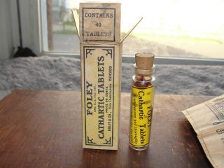 Tiny Foley ' S Cathartic Tablets Bottle With Huge Flyer In Box Chicago Il photo