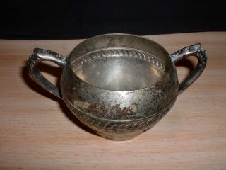 Vintage Silver On Copper Sugar Bowl Silver Plate Silverplated photo