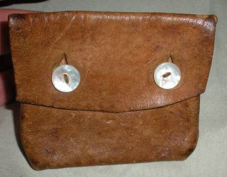 Antique Maritime Leather Belt Wallet Mother Of Pearl Buttons New Bedford Ma Vafo photo