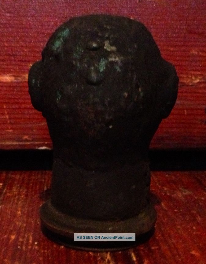 Antique Primitive Zombie Head Solid Copper Mold Cast Rubber Toy Primitives photo