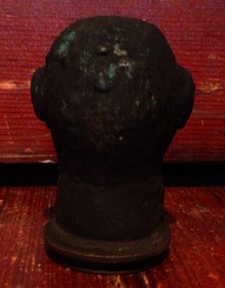 Antique Primitive Zombie Head Solid Copper Mold Cast Rubber Toy photo