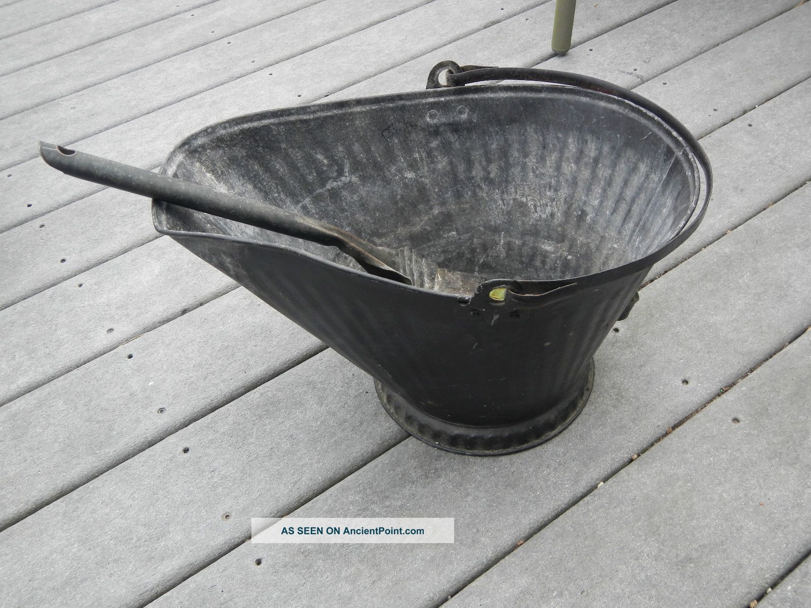 Antique Coal Ash Scuttle Bucket And Shovel Primitives photo