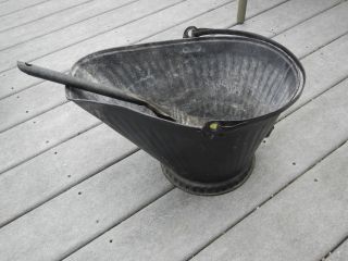 Antique Coal Ash Scuttle Bucket And Shovel photo