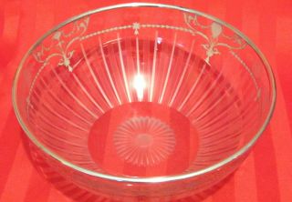 1930 ' S Antique Art Deco - Silver Overlay - Cut Glass Bowl - W/daisies & Stripes photo
