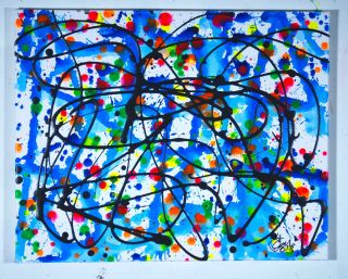 Jackson Pollock Style Mid Century Retro Modern Abstract Painting Pablo Picasso photo
