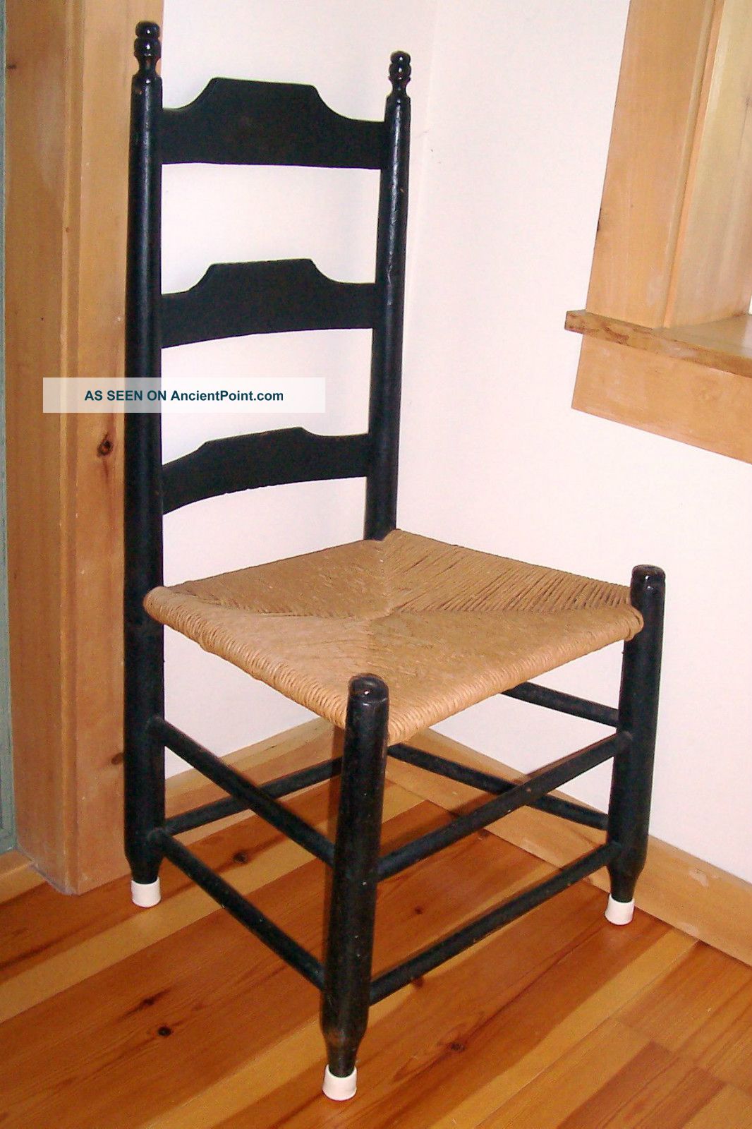 Ladder Back Chair With Rush Seat,  Antique - Sale 1800-1899 photo