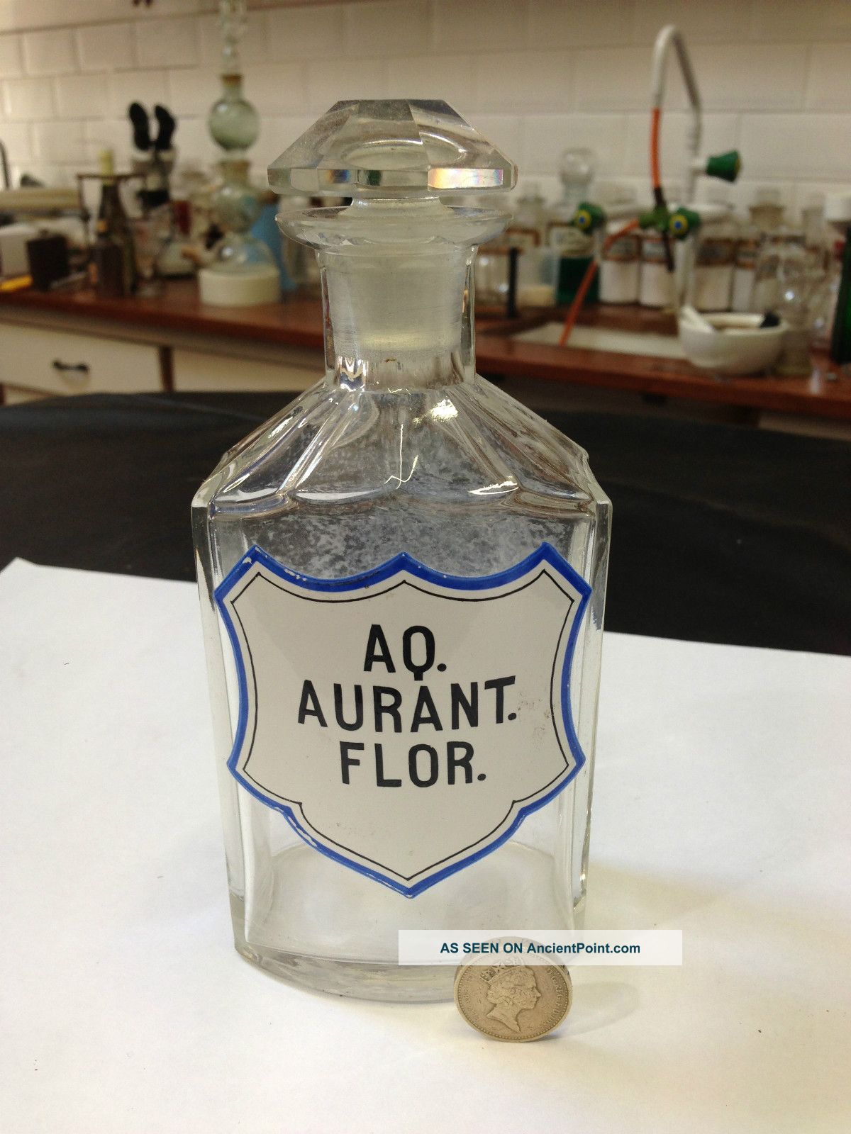 Rare Crystal Glass Antiquechemist Pharmacy Apothecary Bottle Jar Other photo
