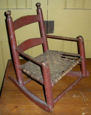 Antique 1700s Child Chair Red Paint From 1700s Farmhouse In Milford Ct Vafo photo