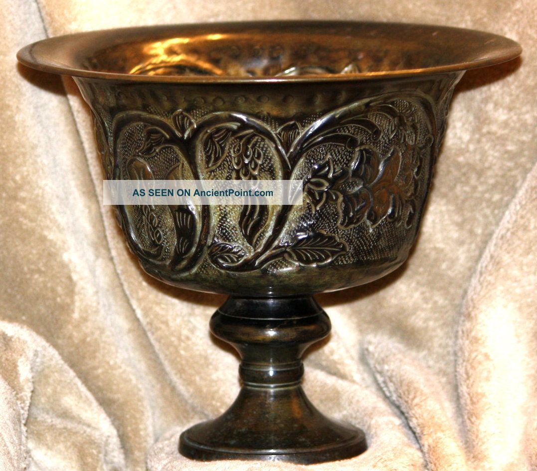 Bronze Compote: Patinated,  Hand Worked Reposse,  Cartouches Made From Vines Arts & Crafts Movement photo