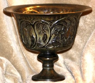 Bronze Compote: Patinated,  Hand Worked Reposse,  Cartouches Made From Vines photo
