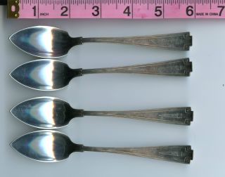 4 Etruscan Grapefruit Spoons Sterling Silver By Gorham 5 - 7/8 Inch Spoon Mono photo