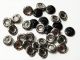 (30) 18 Mm Vintage Czech Silver Metallic Flower Glass Buttons Buttons photo 1