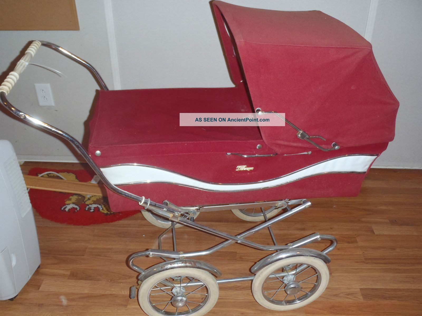 Vintage 1970 ' S Peg Perego Pram Carriage & Stroller Combo Italy Red/marroon Baby Carriages & Buggies photo