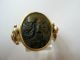 Medieval Masive Gold Ring 16 - 17century With Greek - Kameas Stone - Double Image ' European photo 1