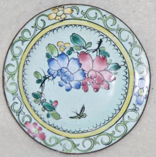 Chinese Early Republic (1920s) Enamelware Floral Scene Petite Plate photo
