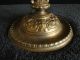 Very Rare 19th Century Brass Compote With Faces & Hand Painted Porcelain Plate Metalware photo 9